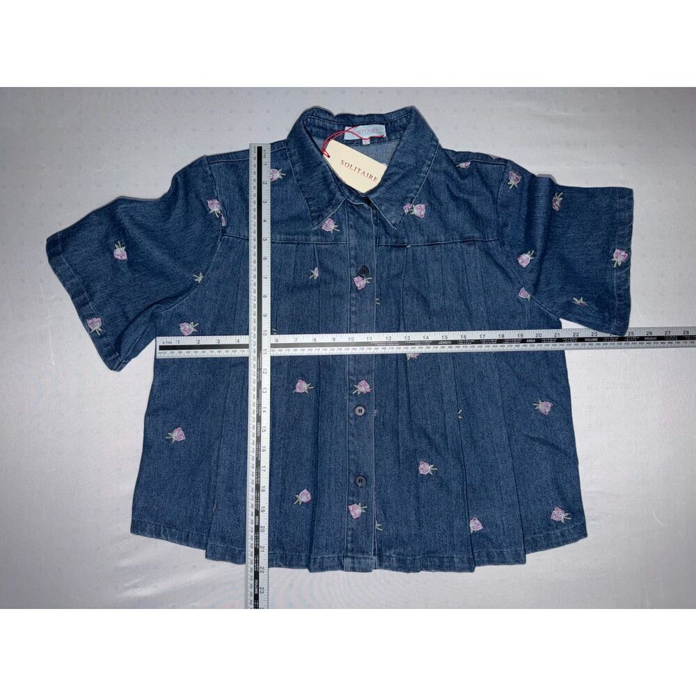 NWT Embroidered Floral Denim Button-Up | Size Large - Picture 5 of 5